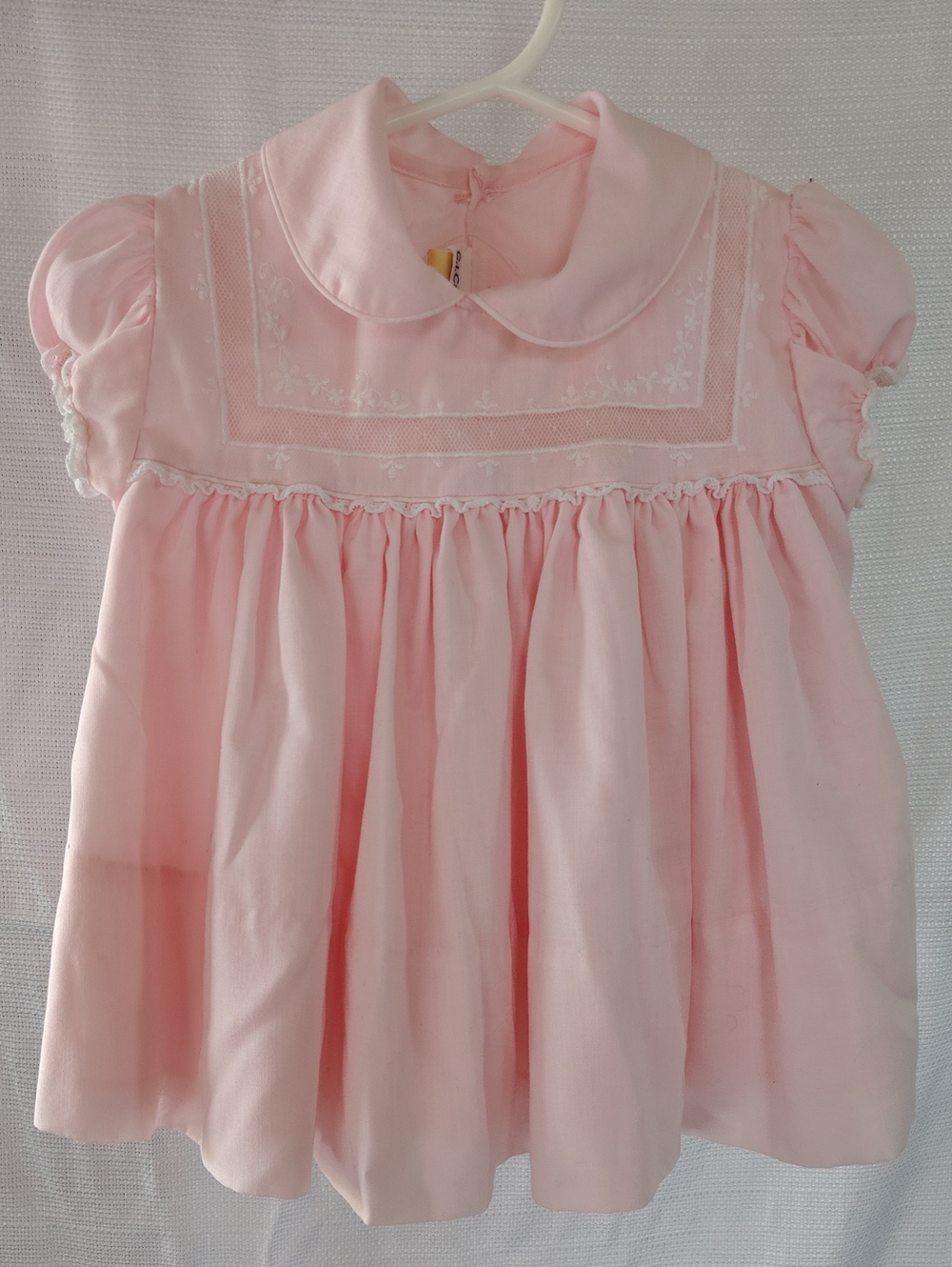 C.I. Castro Soft Pink Infant Dress With Lace And Peter Pan Collar 0-3 Months